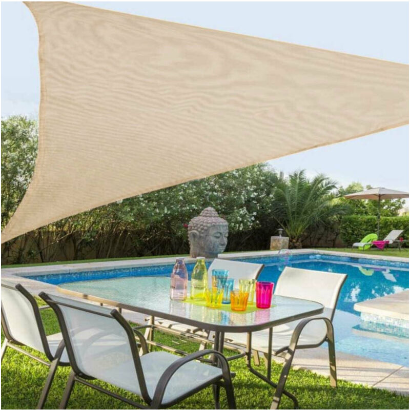 foto del prodotto trade shop traesio vela telo parasole 3,6 x 3,6 mt tenda triangolare ombreggiante giardino tessuto bianco