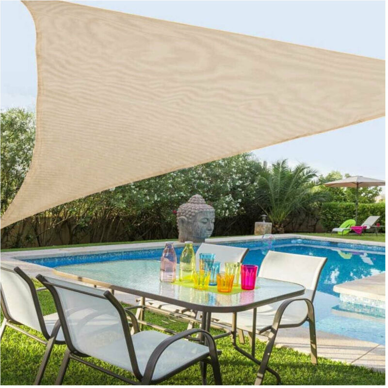 foto del prodotto trade shop traesio - vela telo parasole 3x3mt tenda triangolare ombreggiante giardino tessuto colore - verde