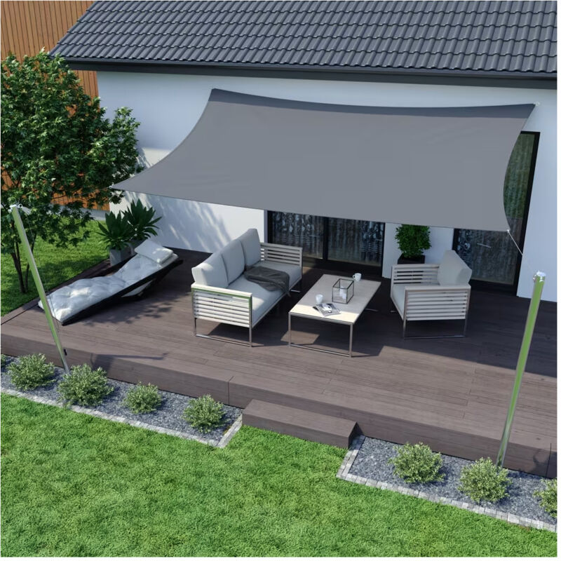 foto del prodotto trade shop traesio vela tenda rettangolare parasole protezione sole ombra giardino 2x3 mt grigio 222583 