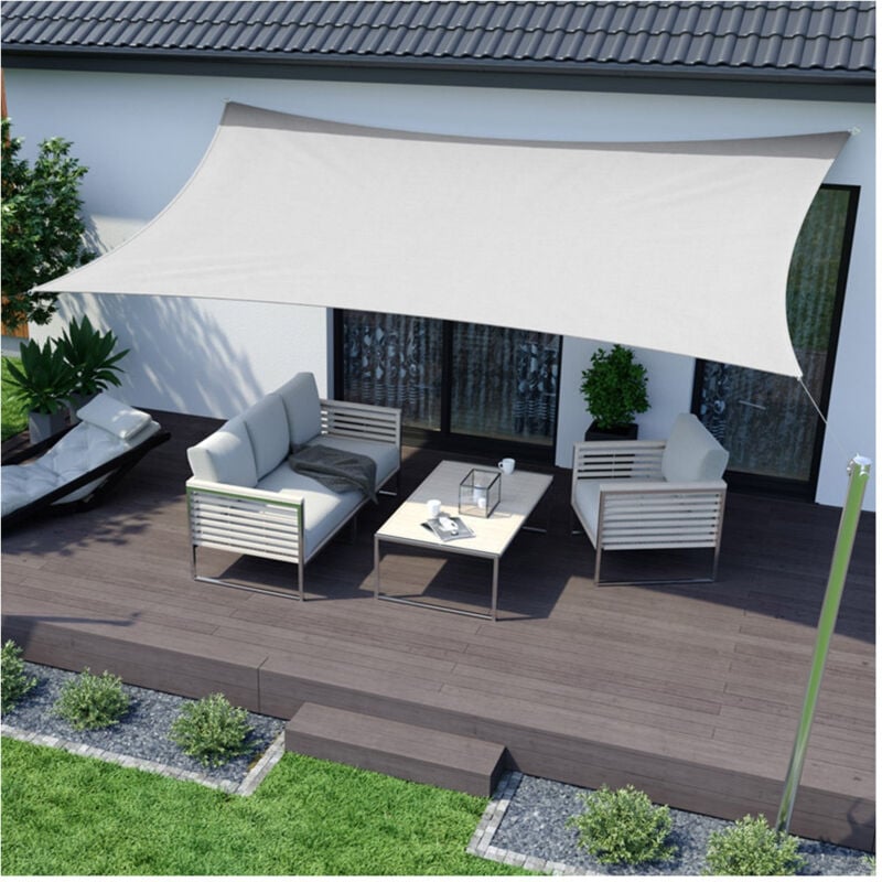 foto del prodotto trade shop traesio vela tenda rettangolare parasole protezione sole ombra giardino 2x3mt bianca 017034 