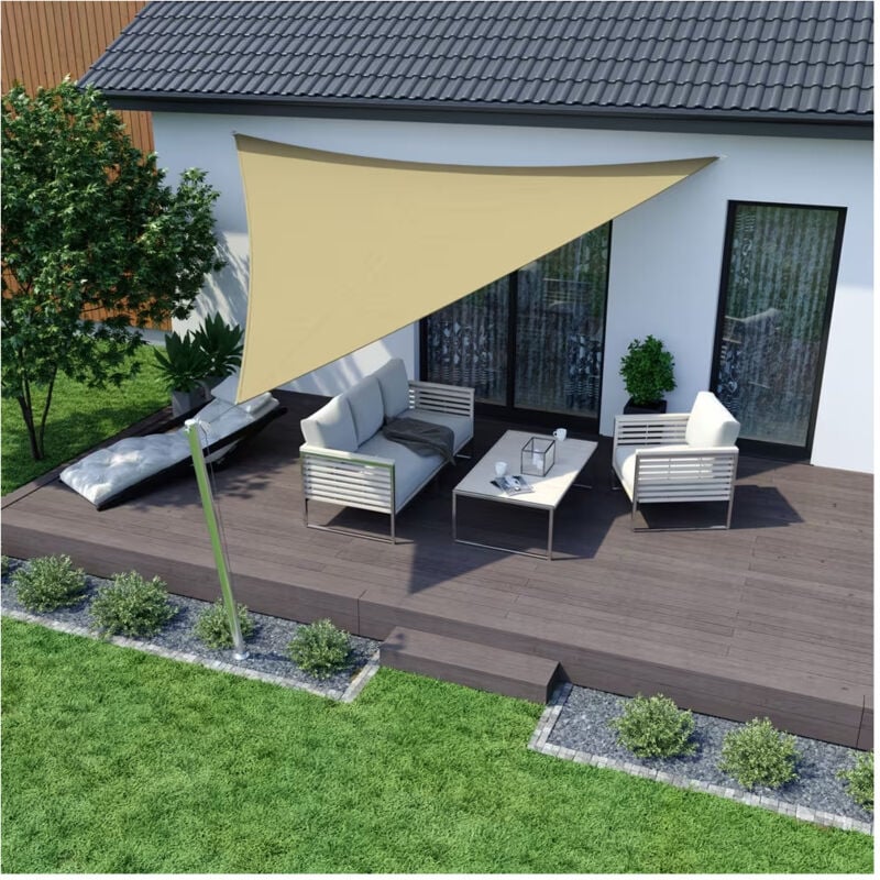 foto del prodotto trade shop traesio vela tenda triangolare parasole protezione sole ombreggiatura giardino 3x3x3mt beige 017019 