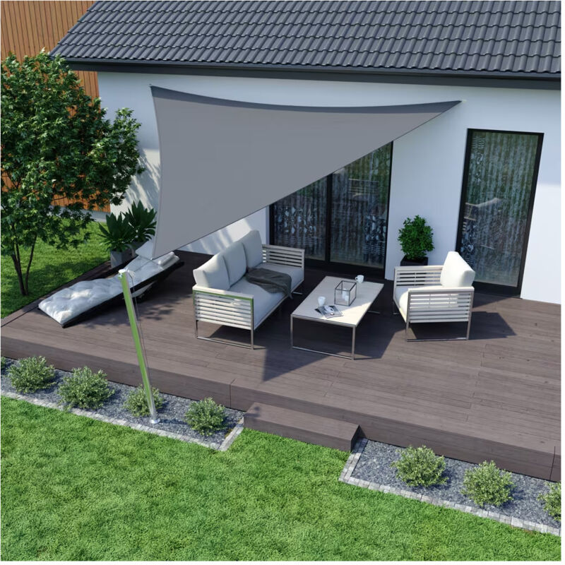 foto del prodotto trade shop traesio vela tenda triangolare parasole protezione sole ombreggiatura giardino 3x3x3mt grigio 222568 