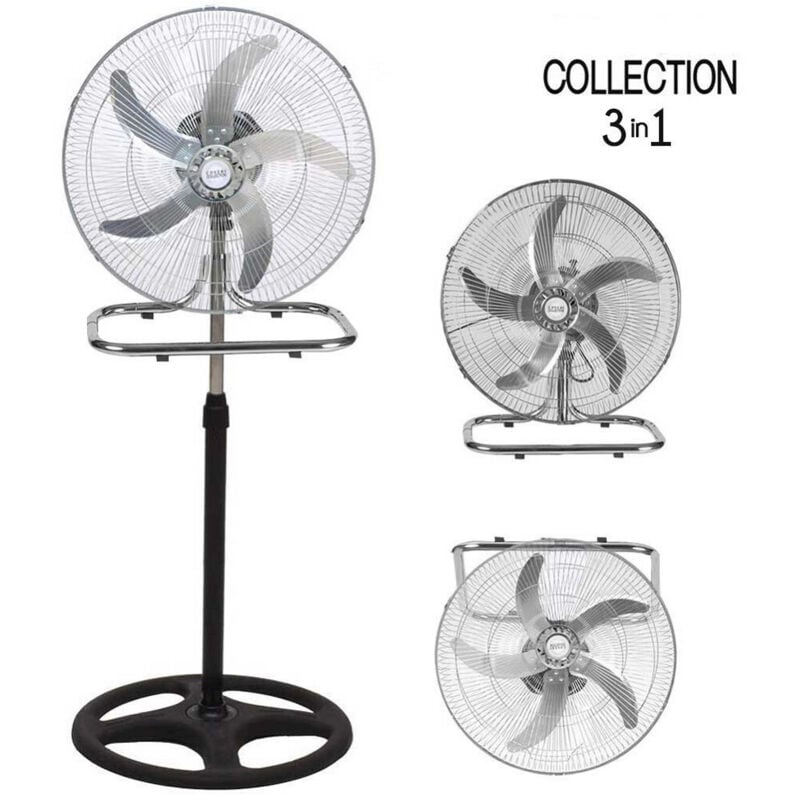 foto del prodotto trade shop traesio ventilatore 3in1 piantana da tavolo parete 3 velocita oscillazione 50w pale 50cm 