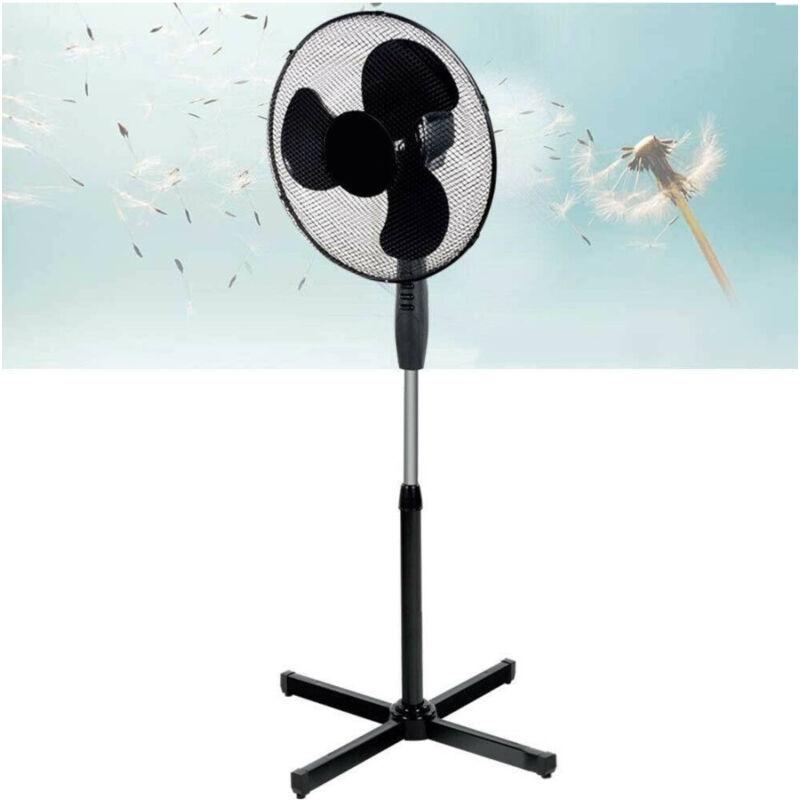 foto del prodotto trade shop traesio ventilatore a colonna piantana 45w pale 40cm 3 velocit altezza regolabile nero 