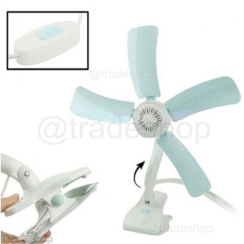 foto del prodotto trade shop traesio ventilatore a pinza con doppio snodo 5 pale da scrivania tavolo casa ufficio 