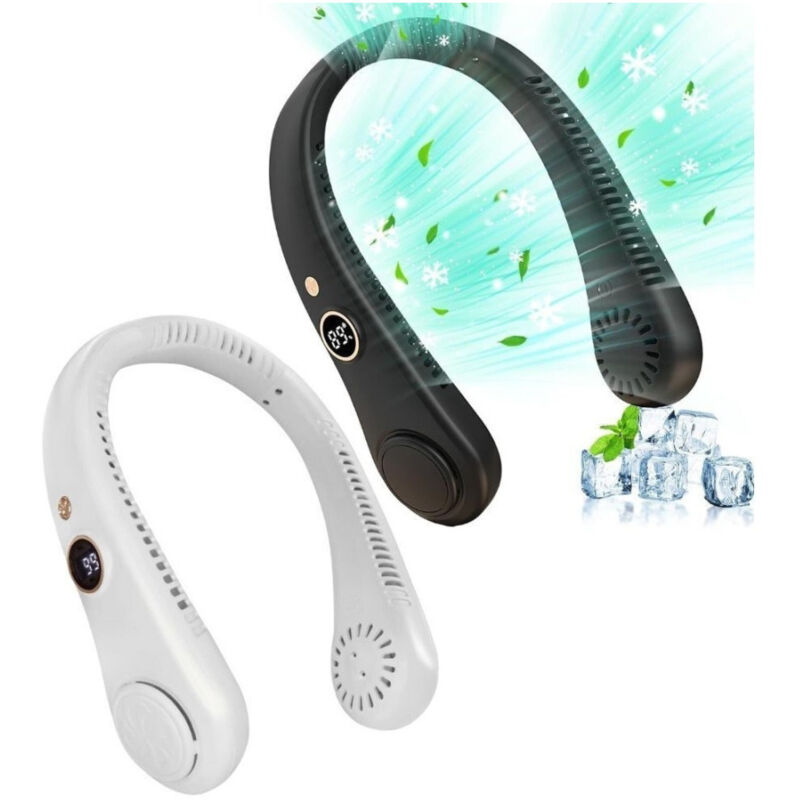 foto del prodotto trade shop traesio ventilatore da collo portatile display 5 livelli velocit ricaricabile usb sport 