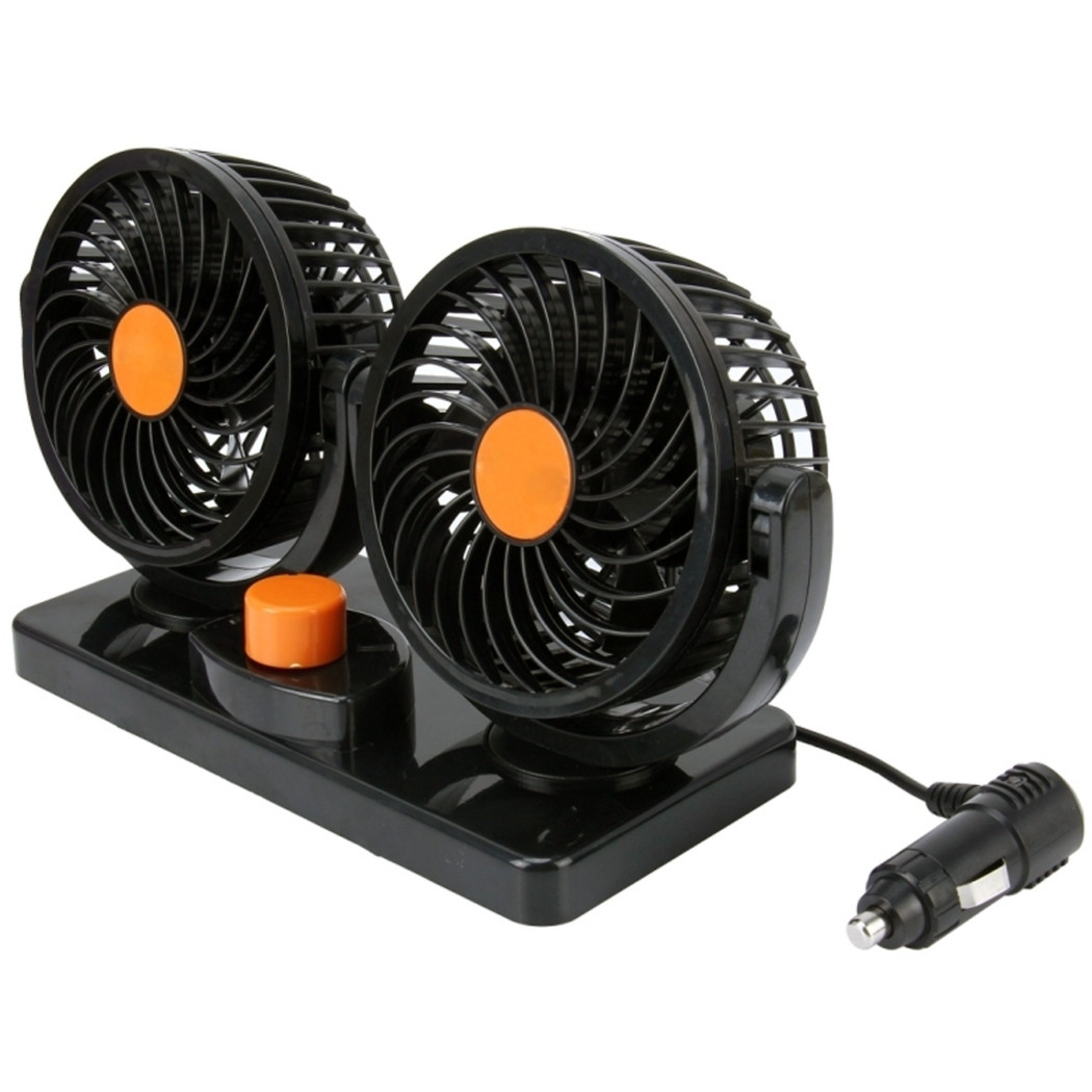 foto del prodotto trade shop traesio ventilatore per auto portatile con base doppia velocit rotazione 12v 