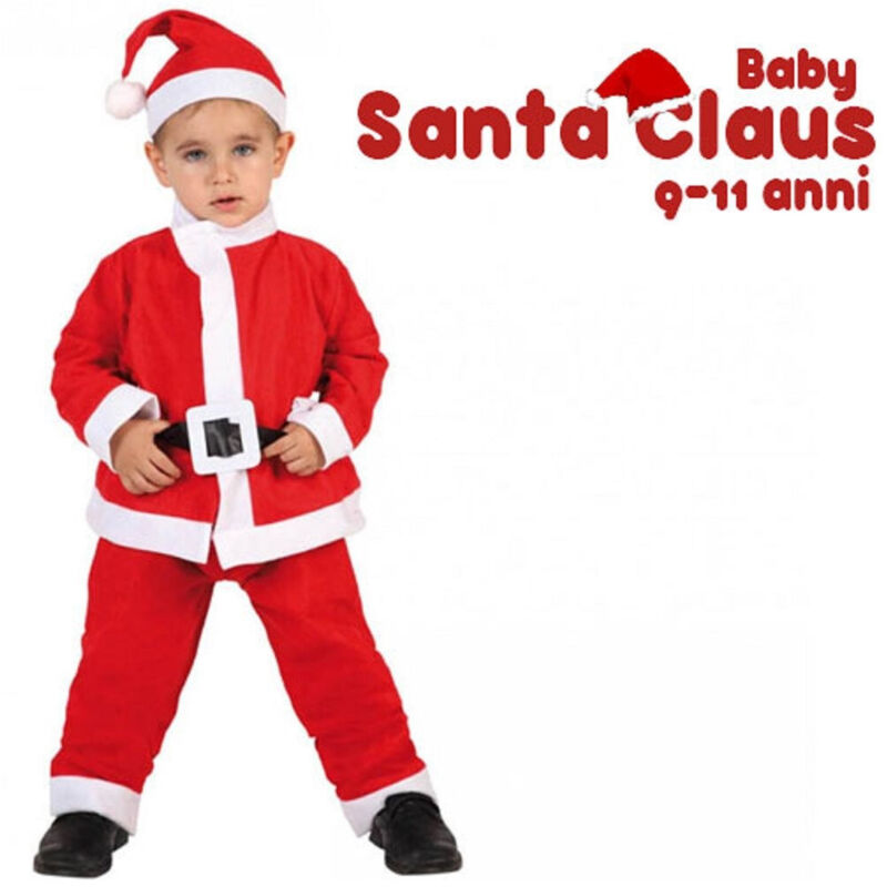 foto del prodotto trade shop traesio vestito natalizio per bambino 9 11 anni costume cappello babbo natale rosso 