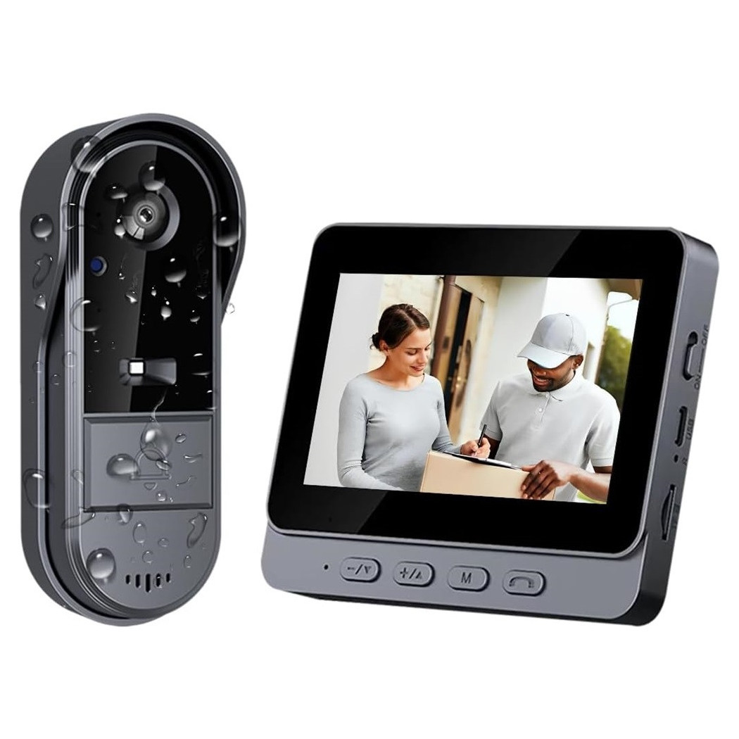 foto del prodotto trade shop traesio videocitofono campanello senza fili da esterno impermeabile ip67 schermo ips 4,3 