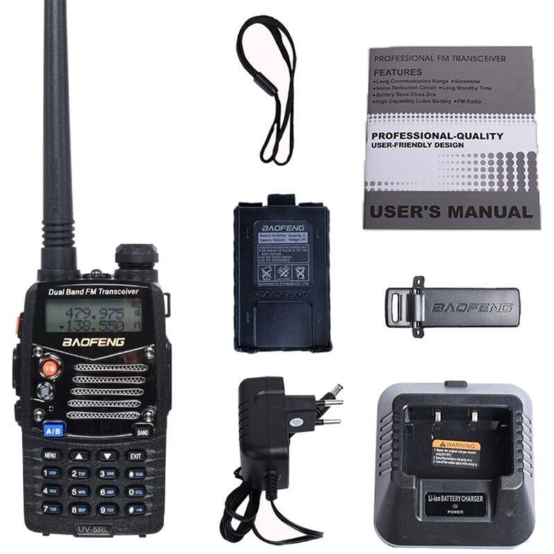 foto del prodotto trade shop - traesio - walkie talkie uv5rl radio torcia ricetrasmittente multi canale autoparlante mic -