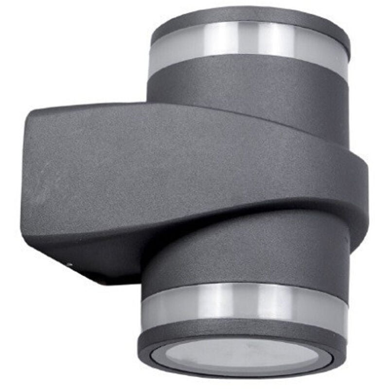 foto del prodotto trade shop traesio - wisdom - applique in alluminio 2x7w con doppia emissione corpo grigio luce 4000k xc-9288 -
