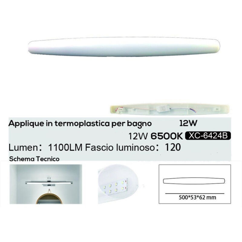 foto del prodotto trade shop traesio wisdom applique led 12 watt ip20 per specchio bagno luce calda naturale fredda xc 6424 bianco freddo 