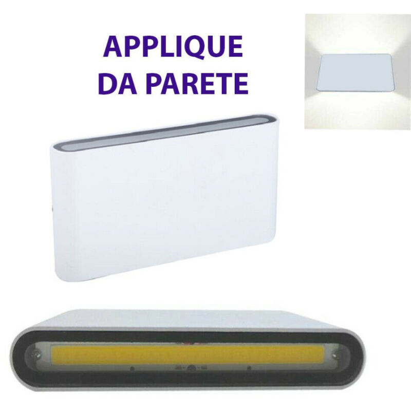 foto del prodotto trade shop traesio wisdom applique parete doppio fascio led cob 10w faretto esterno luce up and down bianco freddo 