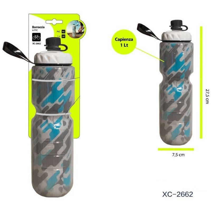 foto del prodotto trade shop traesio wisdom borraccia in pvc capienza 1lt portatile bici sport mimetica 27,5x7,5cm xc 2662 