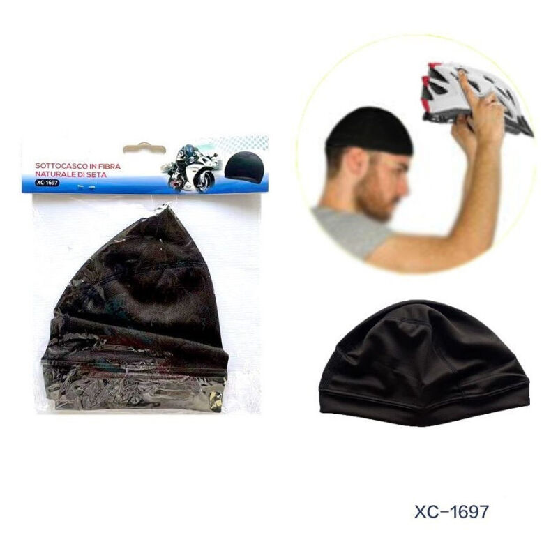 foto del prodotto trade shop traesio wisdom calotta sottocasco cappello in fibra naturale di seta per moto bici nero xc 1697 
