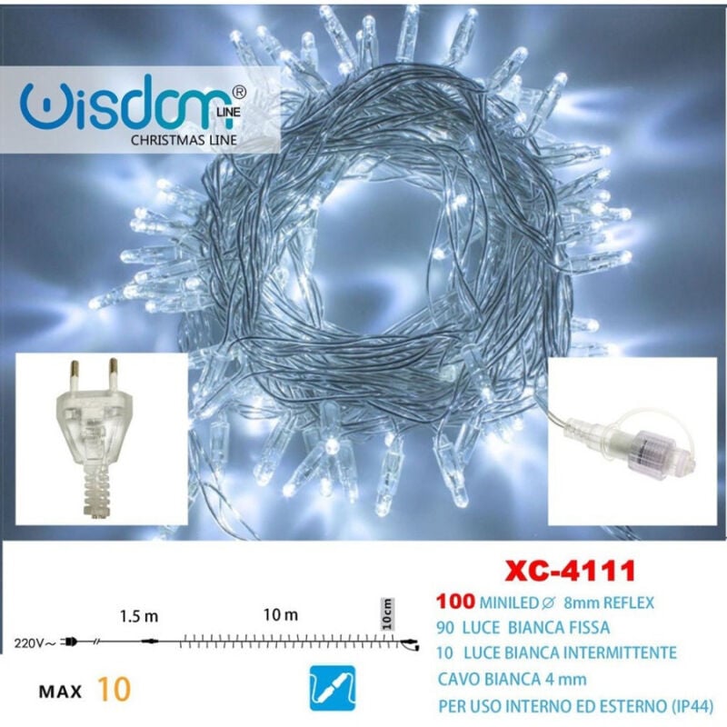 foto del prodotto trade shop traesio wisdom catena luminosa 100luci led lucciole bianco fisso bianco intermittente xc 4111 