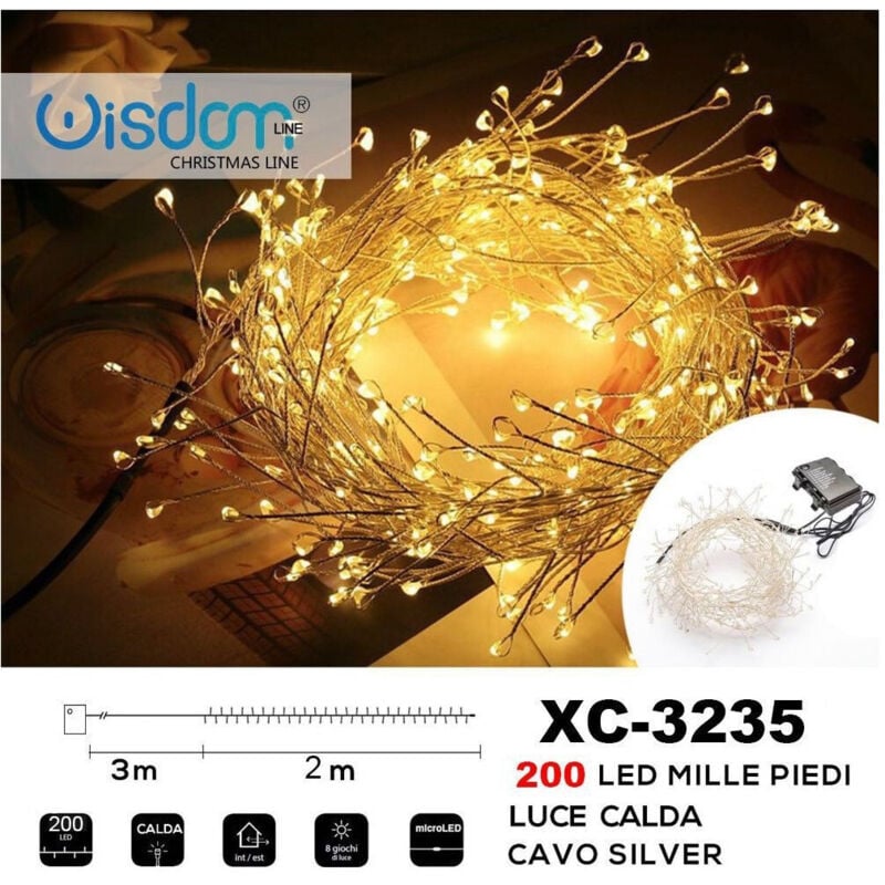 foto del prodotto trade shop traesio - wisdom - catena luminosa 200 led mille piedi effetto ramo luce calda a batteria xc-3235 -