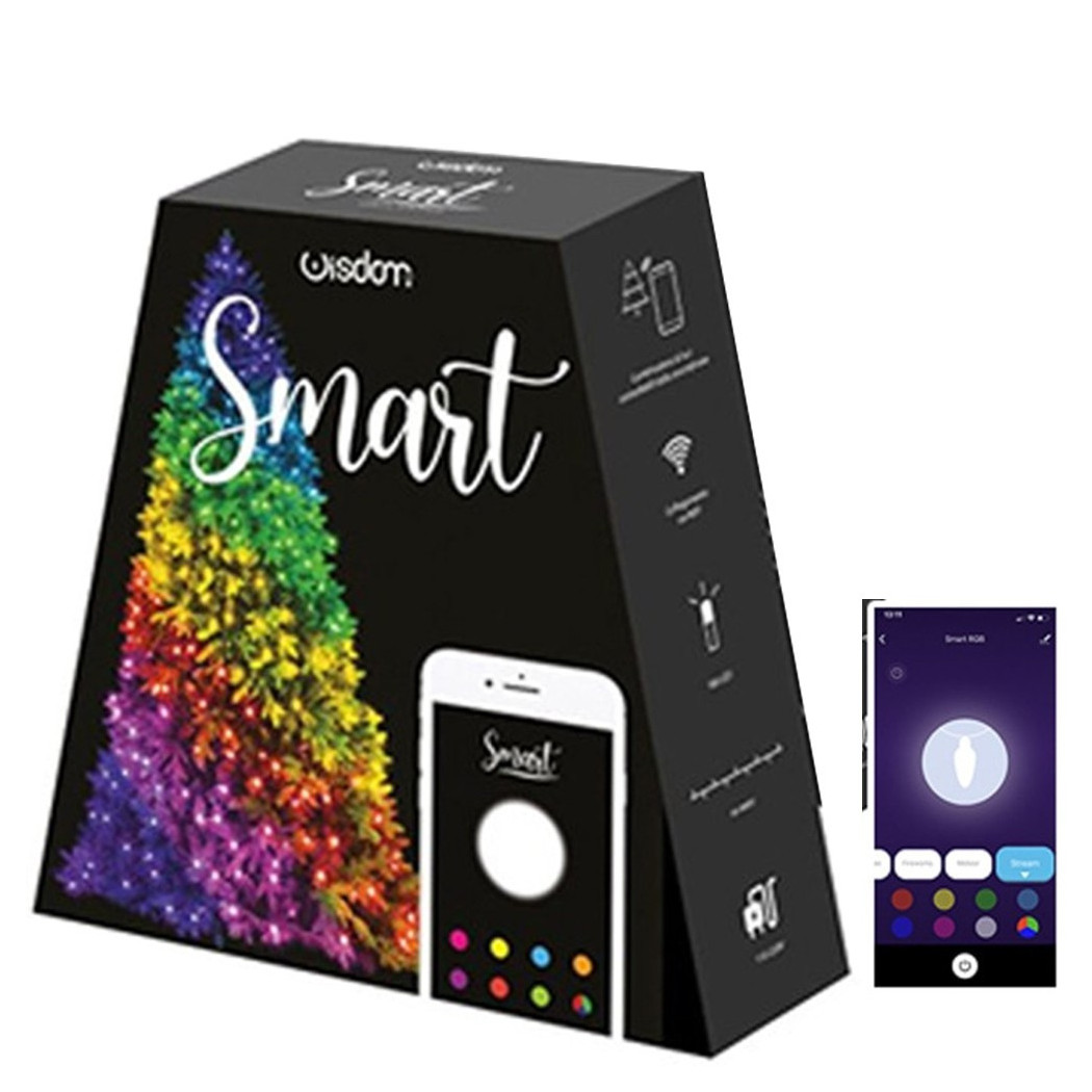 foto del prodotto trade shop traesio wisdom catena luminosa per albero controllo remoto tramite app wifi smart 180 led rgb 