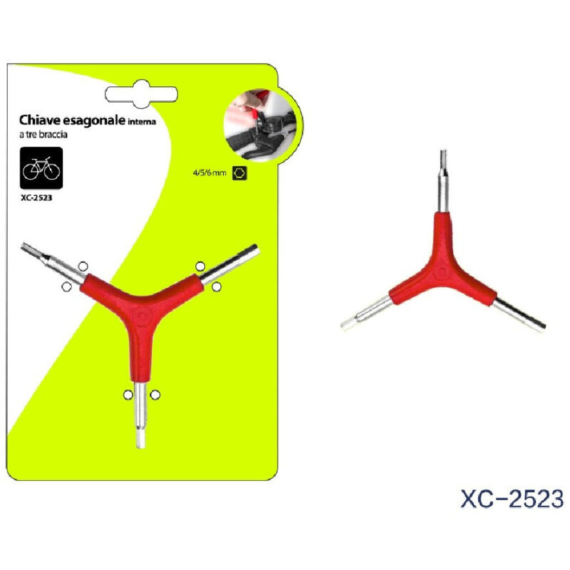 foto del prodotto trade shop traesio wisdom chiave chiavino esagonale per bicicletta interna a tre braccia 4 5 6 mm xc 2523 