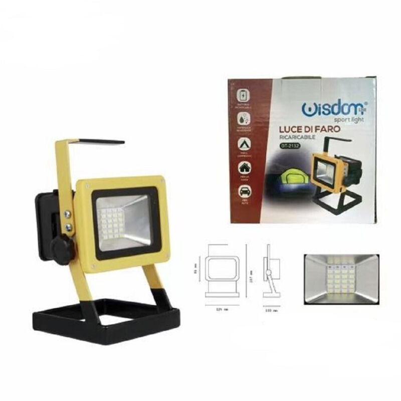 foto del prodotto trade shop traesio wisdom faro led da lavoro portatile ricaricabile smd 2835 luce bianco freddo dt 2132 
