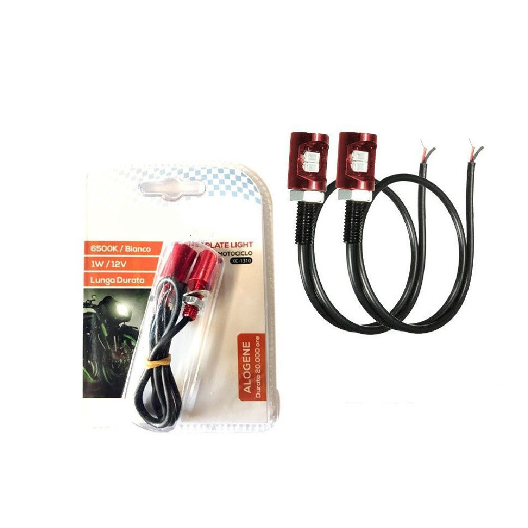 foto del prodotto trade shop traesio wisdom kit 2pz luce a led alogene per targa moto motociclo luce bianca 6500k 1w xc 1310 