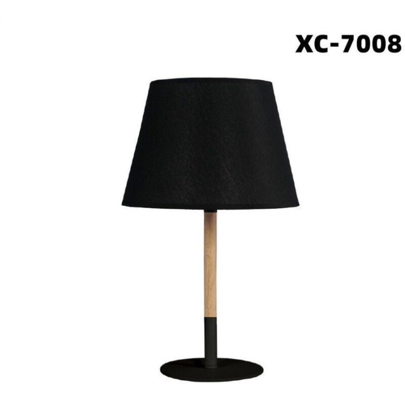 foto del prodotto trade shop traesio wisdom lampada da tavolo abat jour con paralume in tessuto nero portalampada e27 xc 7008 