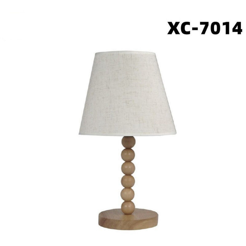 foto del prodotto trade shop traesio wisdom lampada tavolo con base in legno con motivo paralume bianco attacco e27 xc 7014 