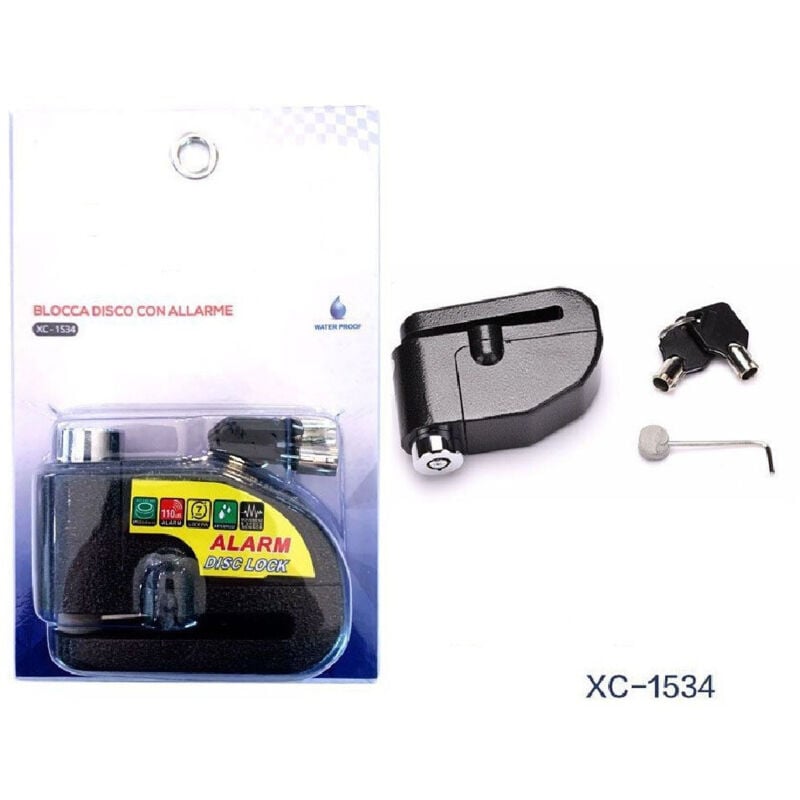 foto del prodotto trade shop traesio wisdom lucchetto antifurto bloccadisco con allarme sonoro 110db per moto bici xc 1534 