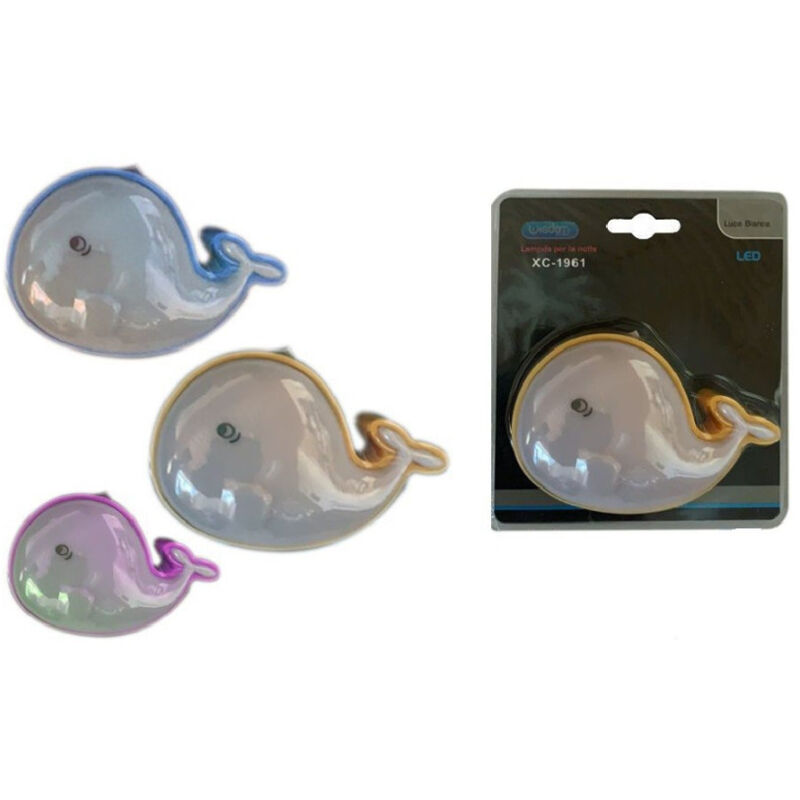 foto del prodotto trade shop traesio wisdom luce led notturna forma di delfino luce bianca lampada cameretta bambini xc 1961 