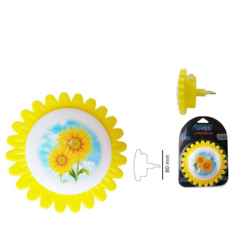 foto del prodotto trade shop traesio wisdom luce led notturna forma fiore giallo luce bianca lampada cameretta bimbi dt 2188 