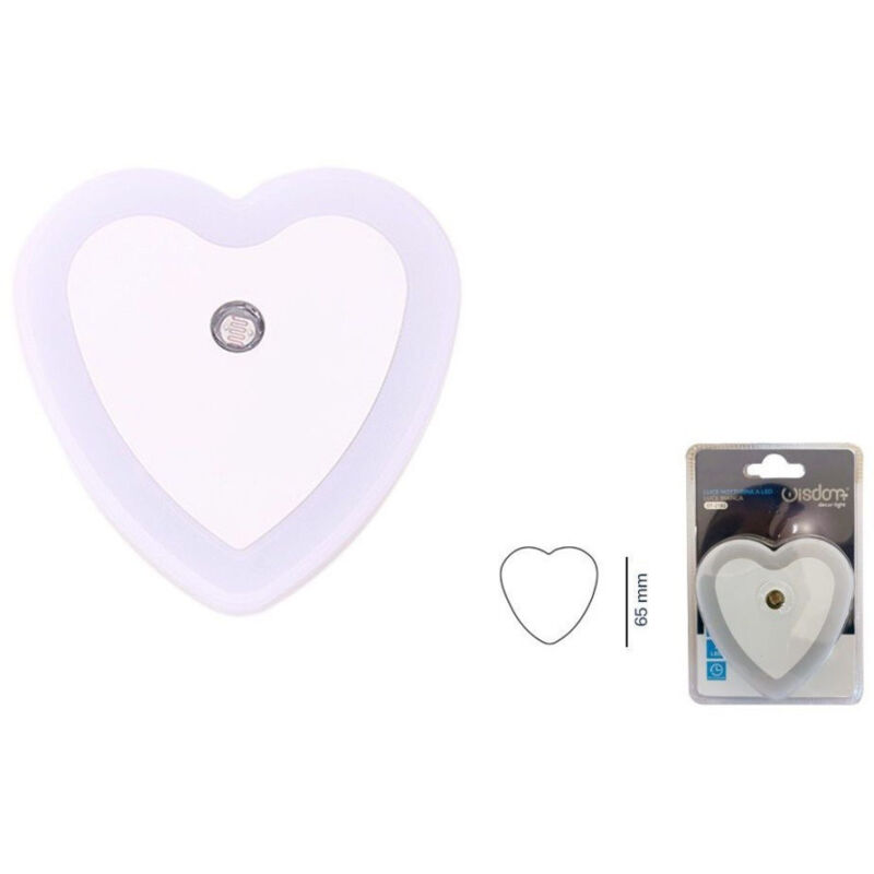foto del prodotto trade shop traesio wisdom luce notturna a led forma cuore luce bianca lampada per corridoio camera dt 2192 