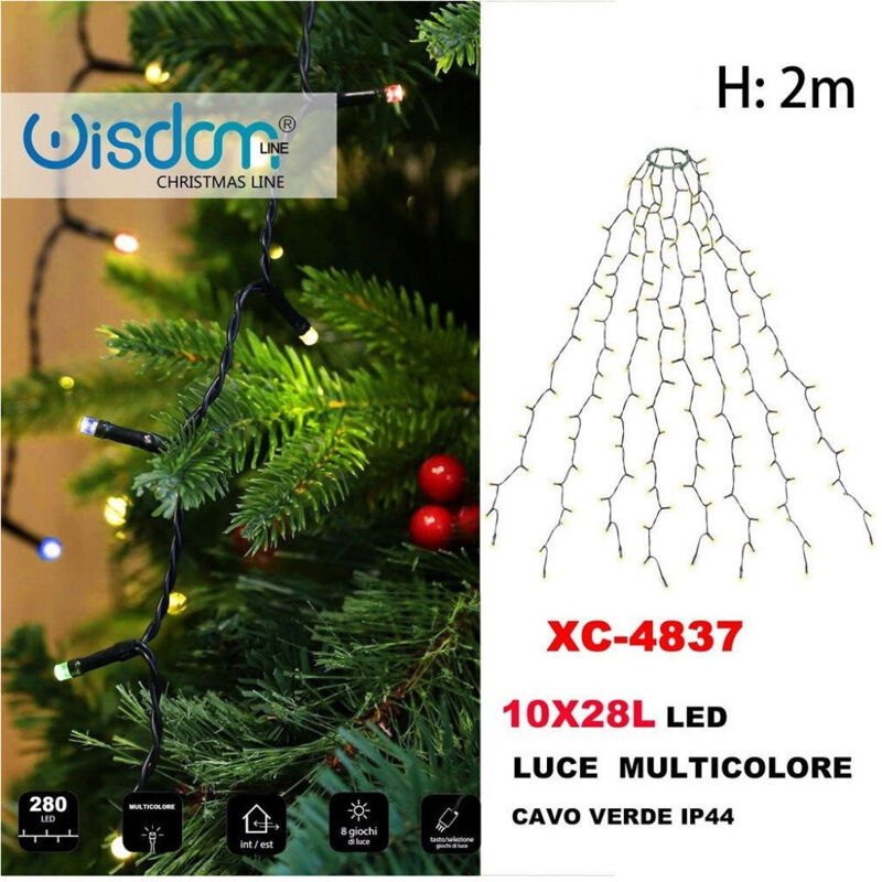 foto del prodotto trade shop traesio wisdom mantello catena luminosa 280 led 10x28 luci luce multicolore cavo verde xc 4837 