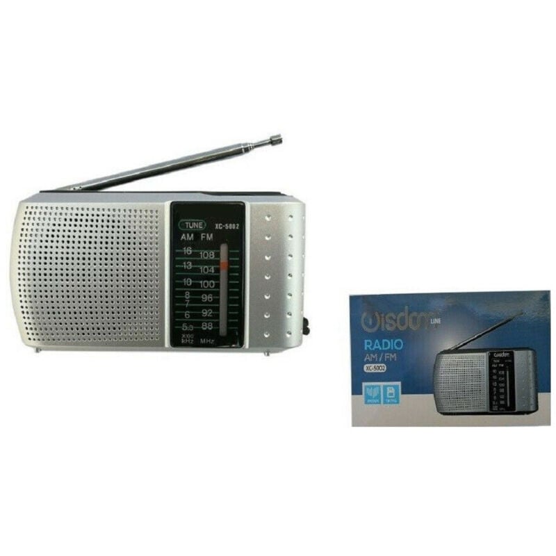 foto del prodotto trade shop traesio wisdom mini radio am fm portatile con antenna radiolina stereo musica xc 5002 