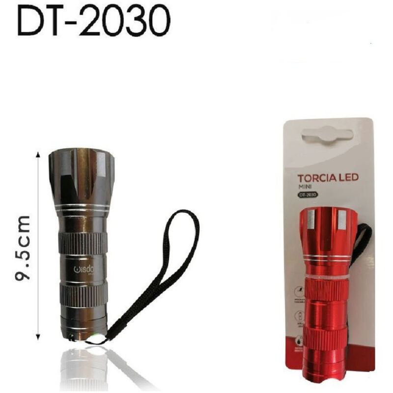 foto del prodotto trade shop traesio wisdom mini torcia led elettrica luce tascabile portatile 9.5 cm con gancetto dt 2030 