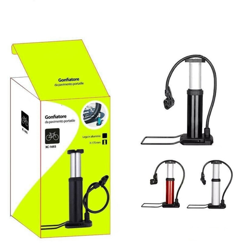 foto del prodotto trade shop traesio wisdom pompa gonfiatore manuale multifunzione ruote bici bicicletta portatile xc 1693 