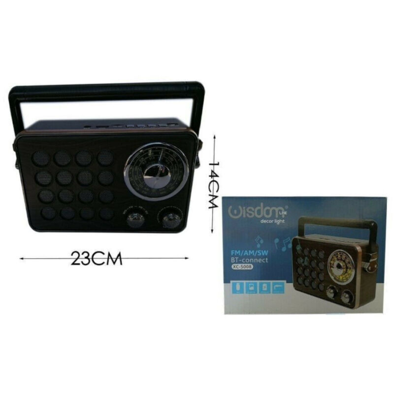 foto del prodotto trade shop traesio wisdom radio fm am sw portatile con antenna speaker bluetooth microsd usb stereo xc5008 