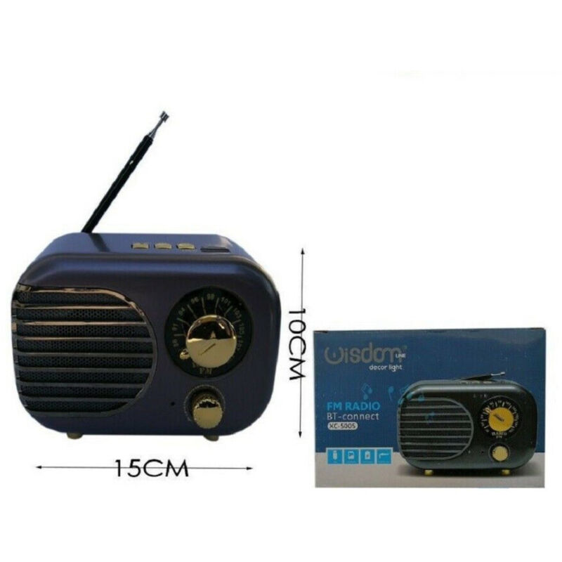 foto del prodotto trade shop traesio wisdom radio fm portatile con antenna speaker bluetooth microsd usb ms 15x10cm xc 5005 