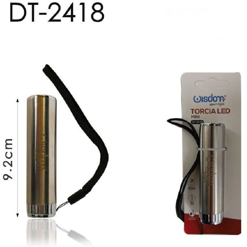 foto del prodotto trade shop traesio wisdom set 2 pezzi mini torcia elettrica led 9.2cm tascabile portatile campeggi dt 2418 