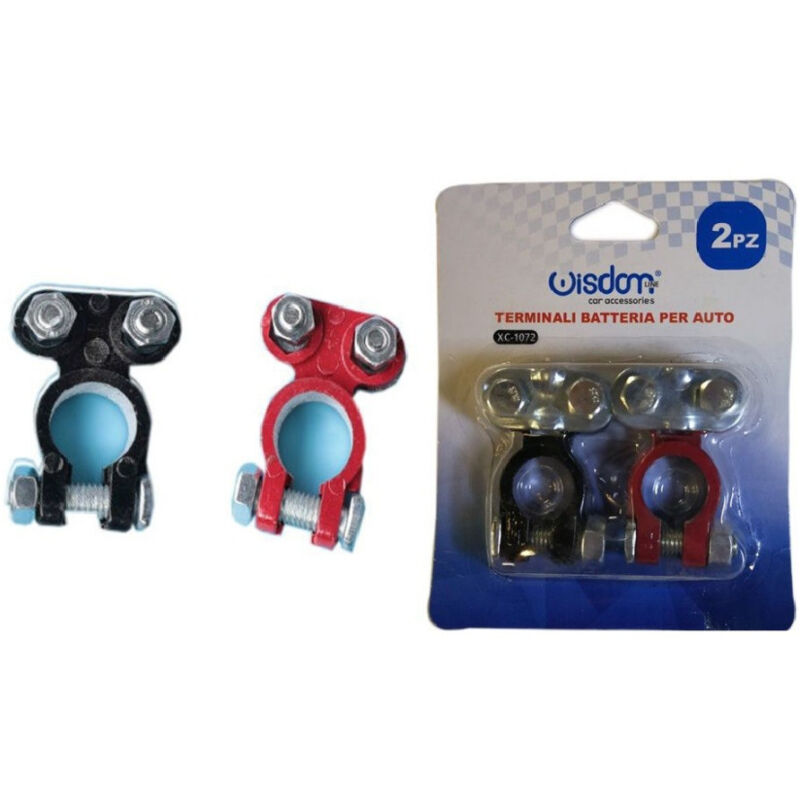 foto del prodotto trade shop traesio wisdom set 2 pezzi terminali terminale batteria per auto morsetti con bullone xc 1072 