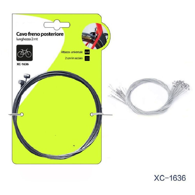 foto del prodotto trade shop traesio wisdom set 2pz cavo freno posteriore in acciaio 2mt attacco universale per bici xc 1636 