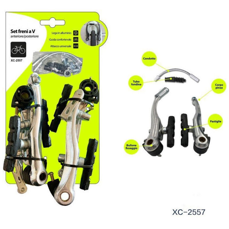 foto del prodotto trade shop traesio - wisdom - set freni a v bulloni pastiglie condotto tubo fondina freno bicicletta xc-2557 -