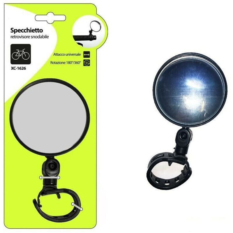 foto del prodotto trade shop traesio wisdom specchietto retrovisore snodabile rotazione 180 360 per bici bicicletta xc1626 