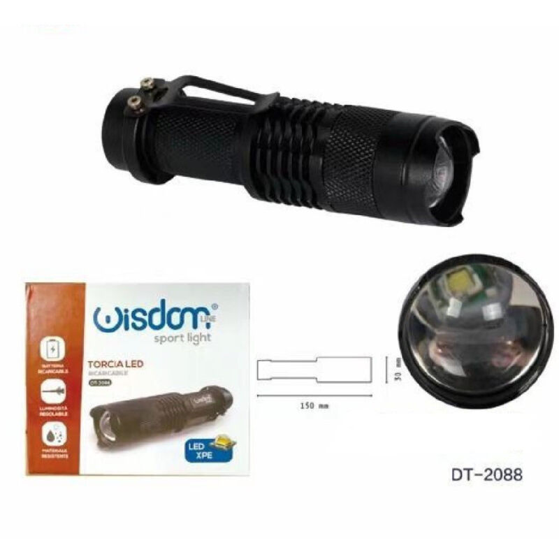 foto del prodotto trade shop traesio wisdom torcia led xpe ricaricabile luce regolabile ip20 per campeggi escursioni dt 2088 