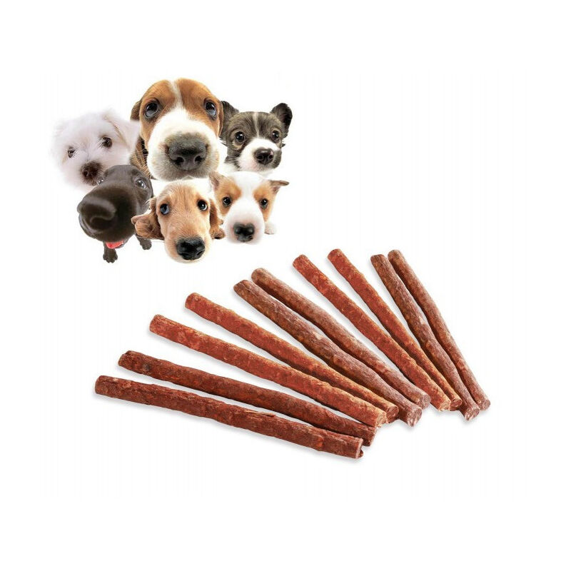 foto del prodotto trade shop traesio x 10 bastoncini stick di carne essiccata cani deliziosi snacks premio animali 
