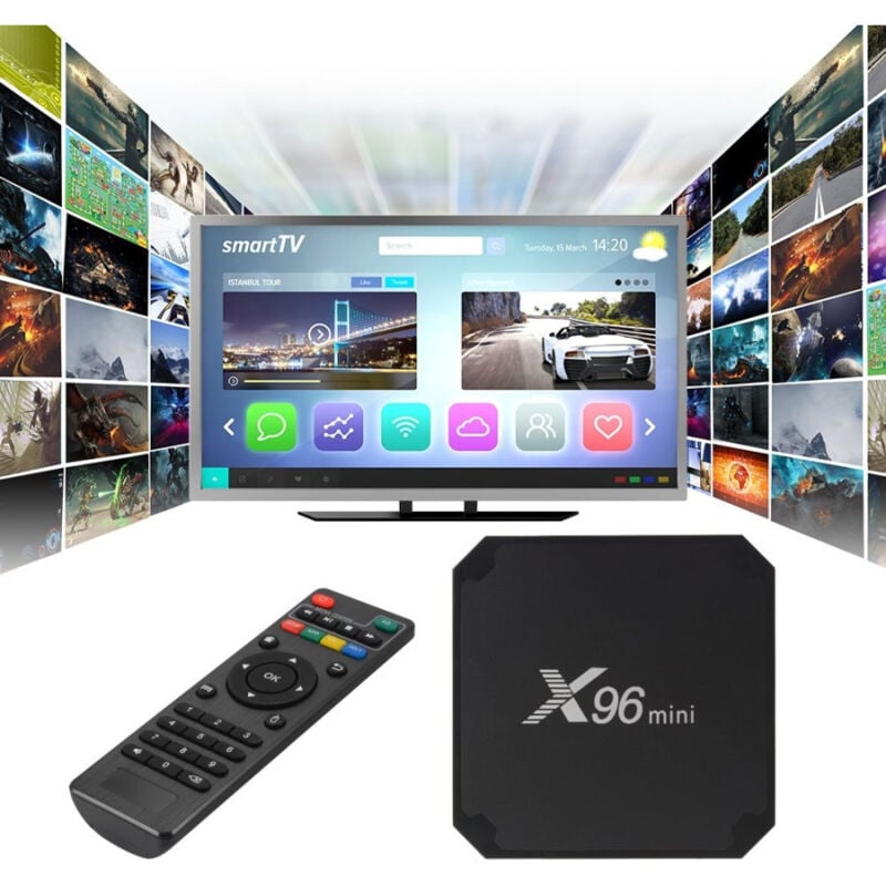 foto del prodotto trade shop traesio x96 mini android box 7.1 quad core s905w 2gb 16gb 4k smart tv wifi media player 