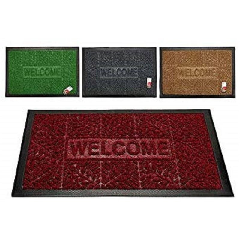 foto del prodotto trade shop traesio zerbino tappeto in gomma scritta welcome rettangolare 60x40cm antiscivolo ingresso 