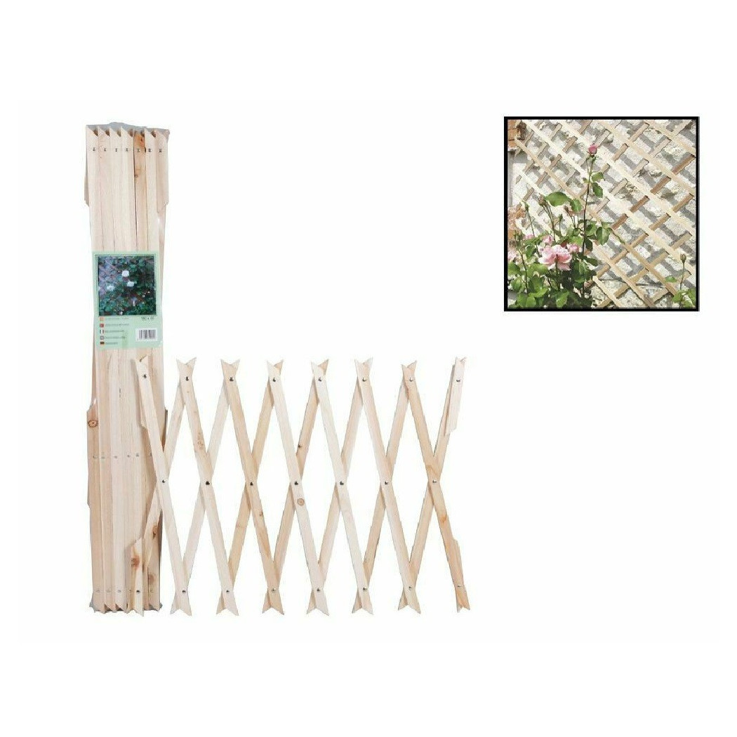 foto del prodotto trade shop traliccio legno rete estensibile piante rampicanti staccionata 100x300cm 206430 