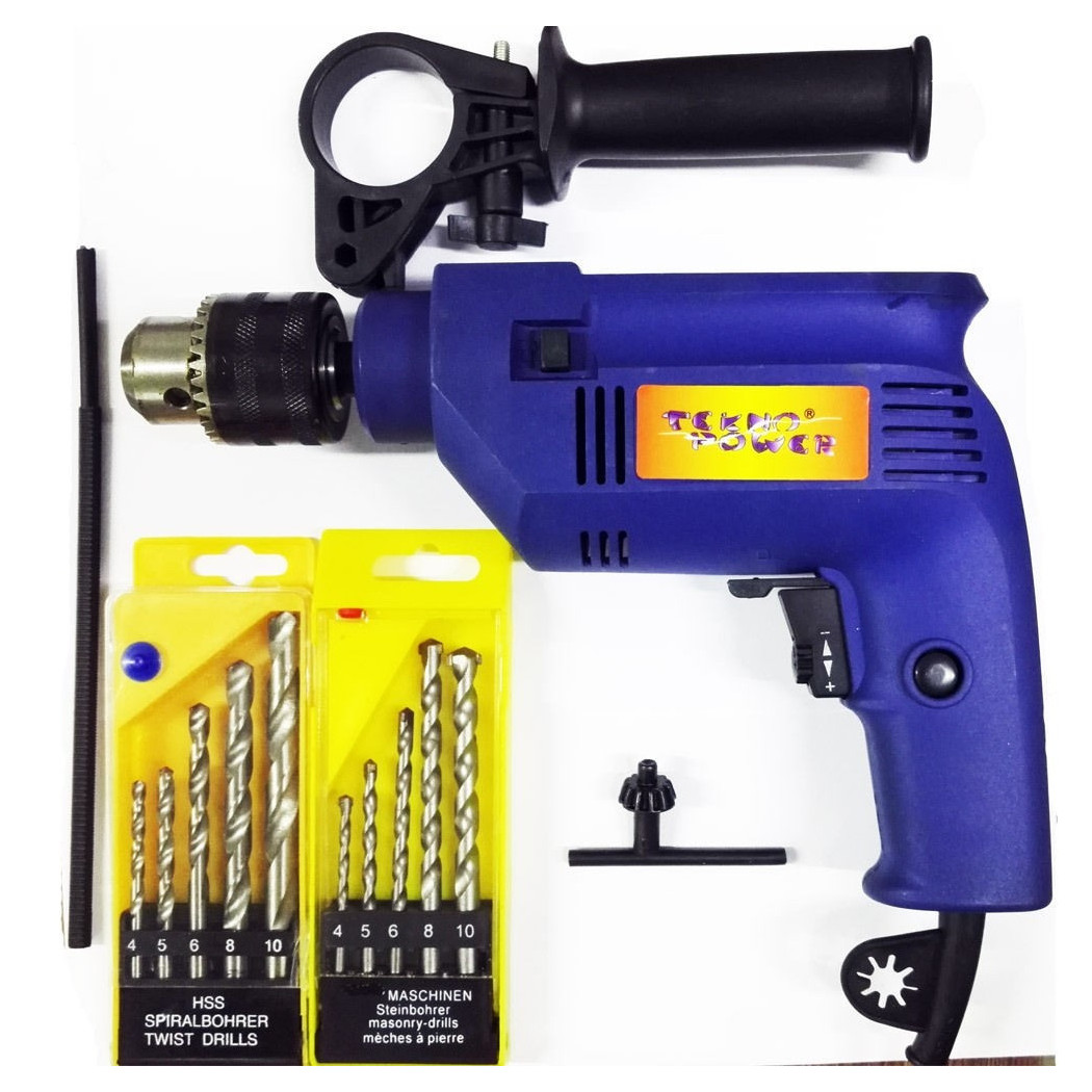 foto del prodotto trade shop trapano a percussione elettrico 500w incluso 2set di punte per metallo e cemento 