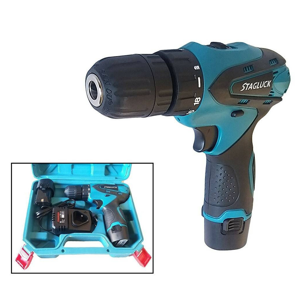 foto del prodotto trade shop trapano avvitatore a batteria a litio valigetta 14.4v cordless doppia batteria 