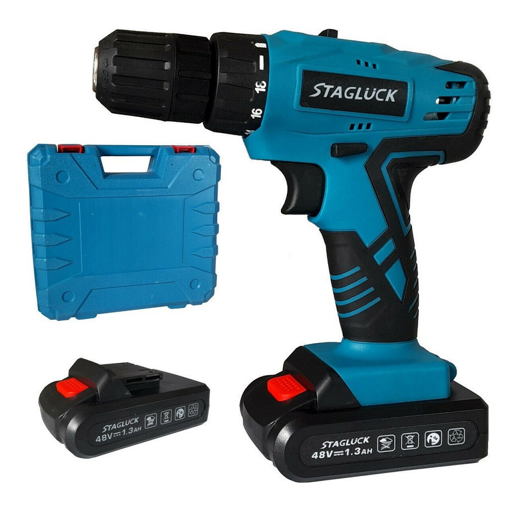 foto del prodotto trade shop trapano avvitatore a batteria litio valigetta 48v 1.3ah 2 batterie 2 velocit 